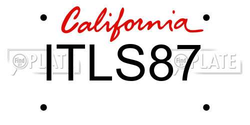 ITLS87 California License Plate