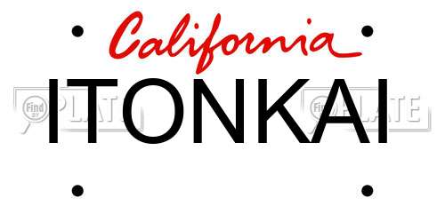 ITONKAI California License Plate