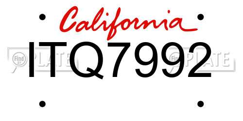 ITQ7992 California License Plate