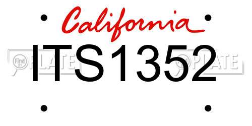 ITS1352 California License Plate