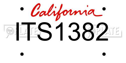 ITS1382 California License Plate