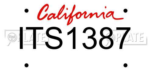 ITS1387 California License Plate
