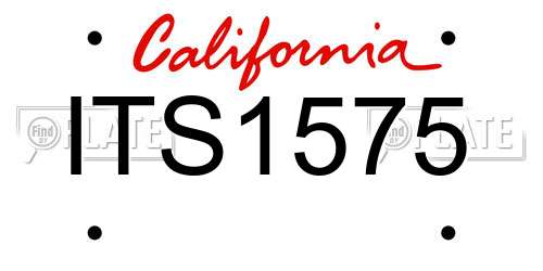 ITS1575 California License Plate