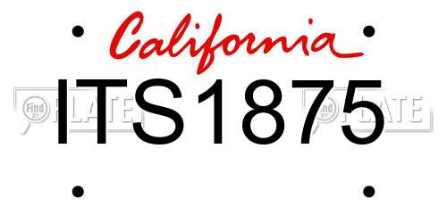 ITS1875 California License Plate