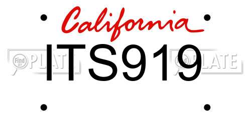 ITS919 California License Plate