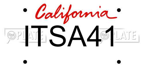ITSA41 California License Plate