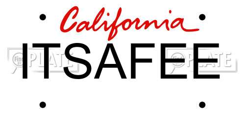 ITSAFEE California License Plate