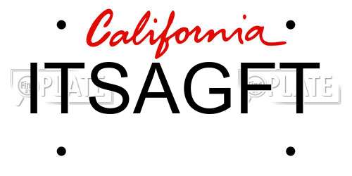 ITSAGFT California License Plate