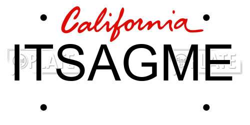 ITSAGME California License Plate
