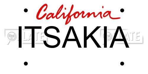 ITSAKIA California License Plate