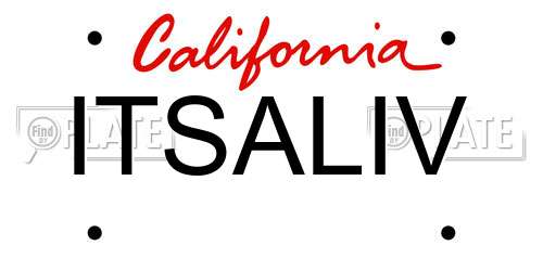 ITSALIV California License Plate