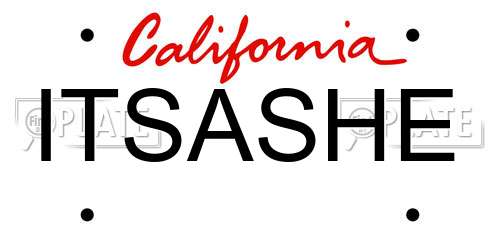 ITSASHE California License Plate