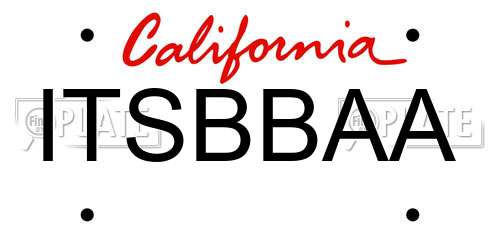 ITSBBAA California License Plate