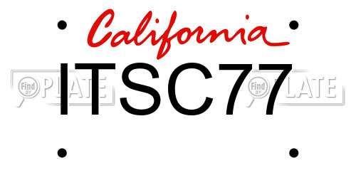 ITSC77 California License Plate