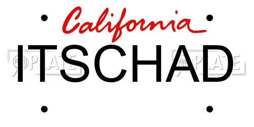 ITSCHAD California License Plate