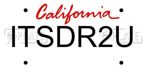 ITSDR2U California License Plate