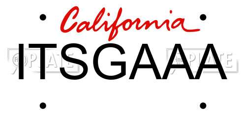 ITSGAAA California License Plate
