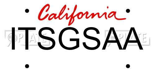 ITSGSAA California License Plate