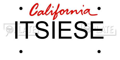 ITSIESE California License Plate