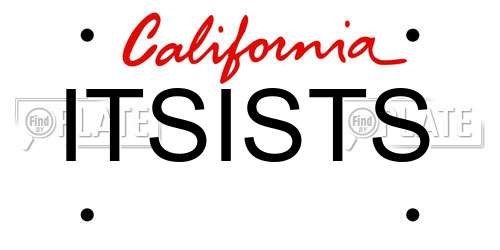 ITSISTS California License Plate