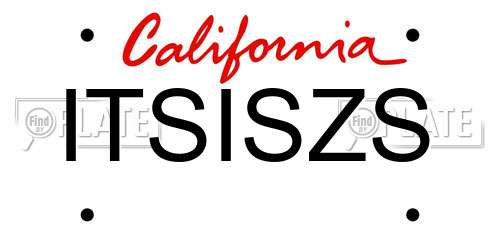 ITSISZS California License Plate