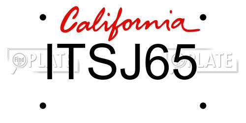 ITSJ65 California License Plate