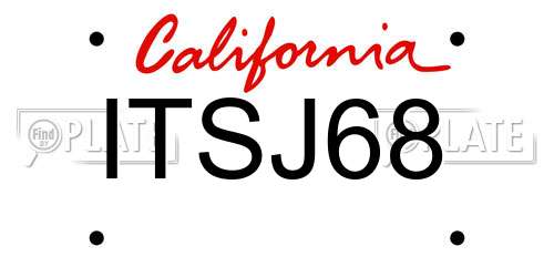 ITSJ68 California License Plate