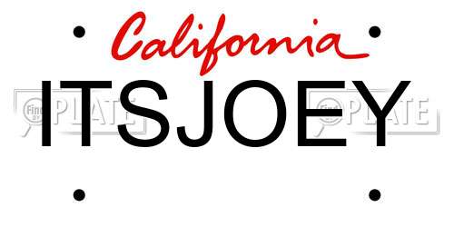 ITSJOEY California License Plate