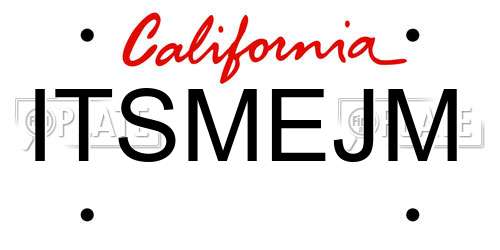 ITSMEJM California License Plate