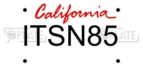 ITSN85 California License Plate