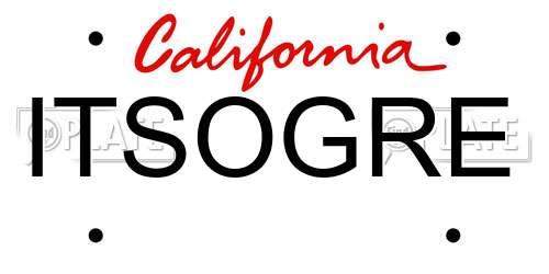 ITSOGRE California License Plate