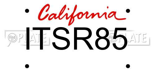 ITSR85 California License Plate