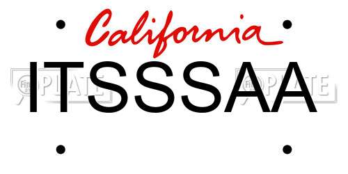 ITSSSAA California License Plate