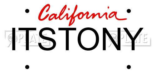 ITSTONY California License Plate