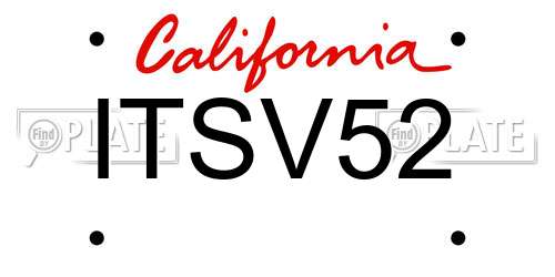 ITSV52 California License Plate