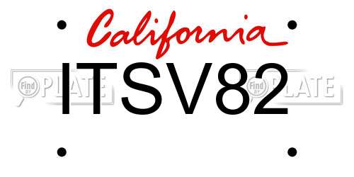 ITSV82 California License Plate