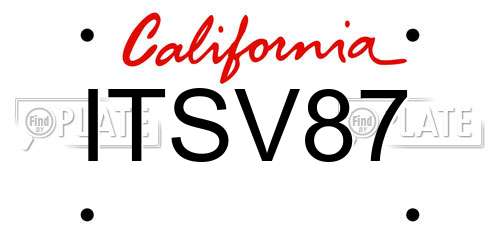 ITSV87 California License Plate