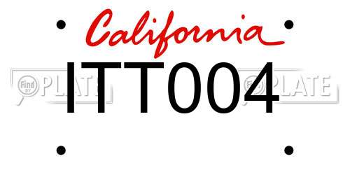 ITT004 California License Plate