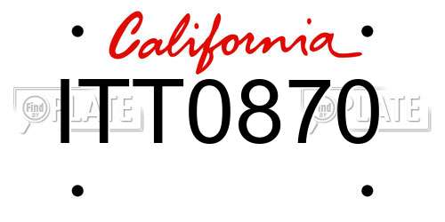 ITT0870 California License Plate