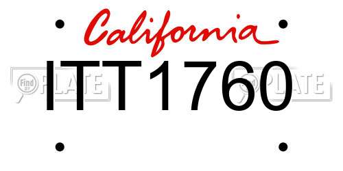 ITT1760 California License Plate