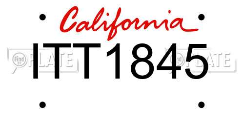 ITT1845 California License Plate