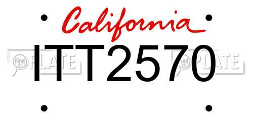 ITT2570 California License Plate