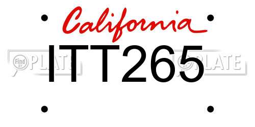 ITT265 California License Plate