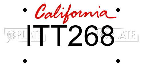 ITT268 California License Plate