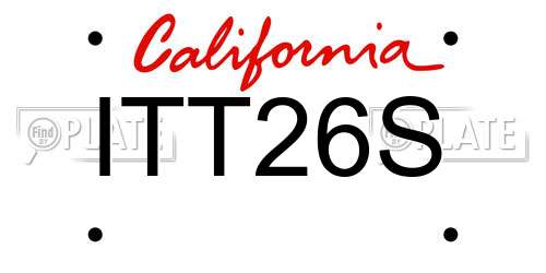 ITT26S California License Plate