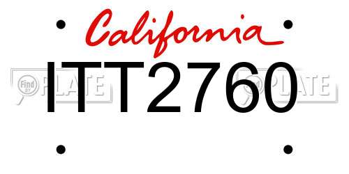 ITT2760 California License Plate