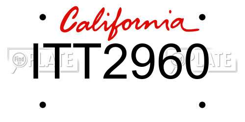 ITT2960 California License Plate