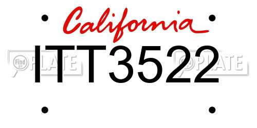 ITT3522 California License Plate