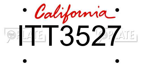ITT3527 California License Plate