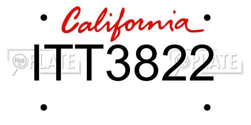 ITT3822 California License Plate
